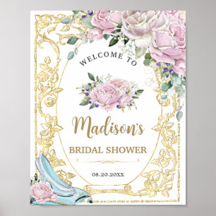 Affiche Fête de Mariage Princesse Or Roses Roses Anciennes