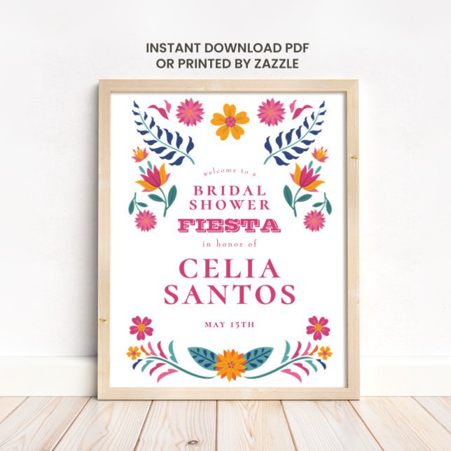 Affiche Fête de mariage rose jaune mexicaine (Créateur téléchargé)
