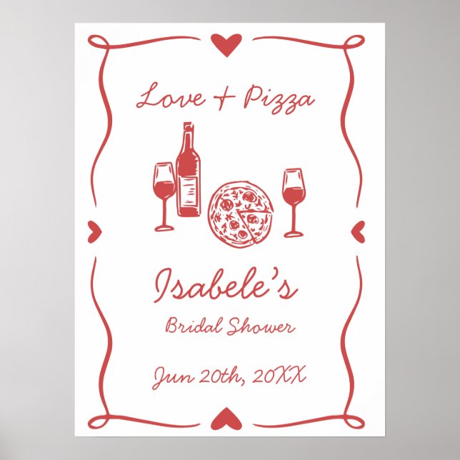 Affiche Fête de mariage Rustic Pizza & Wine (Devant)