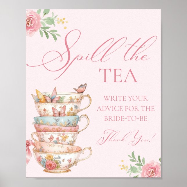 Affiche Fête de mariage Tea Party : conseils pour dévoiler (Devant)