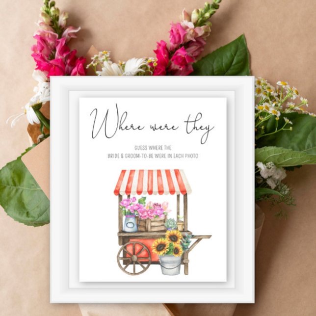 Affiche Fête de mariage thème chariot de fleurs. Où étaien (Créateur téléchargé)