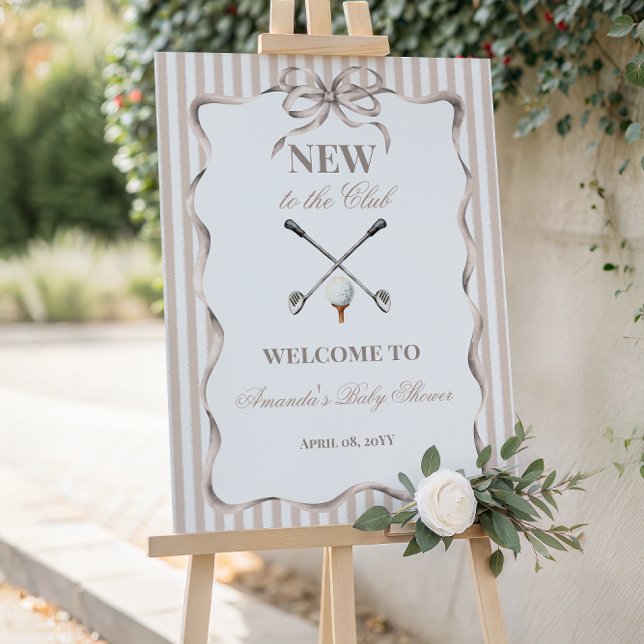 Affiche Fête de naissance bébé golf de genre neutre beige  (Créateur téléchargé)