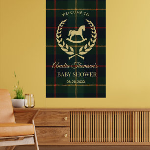 Affiche Fête de Naissance Bébé Thème Cheval de Polo Vintag