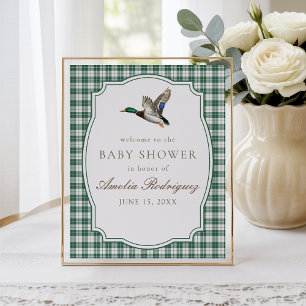 Affiche Fête de naissance de bébé canard colvert moderne e