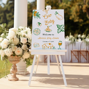 Affiche Fête de naissance Italian Lemon Ciao Baby Pâtes &