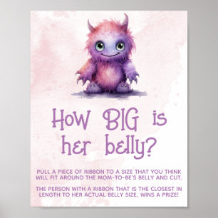 Affiche Fête de naissance Little Monster Girl Signe de gro