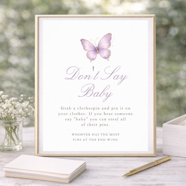 Affiche Fête de Naissance Papillon d'Or Violet N'évoquez p (Créateur téléchargé)