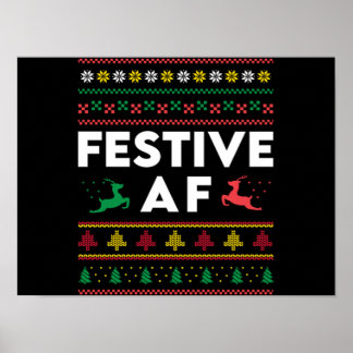 Affiche Fête de Noël AF Noël Fêtes Funny Reindees de vacan