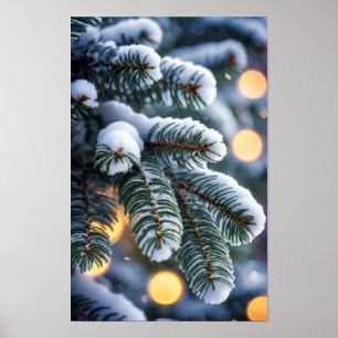 Affiche Fête de Noël Arbre Festif Saison de Neige Bougies