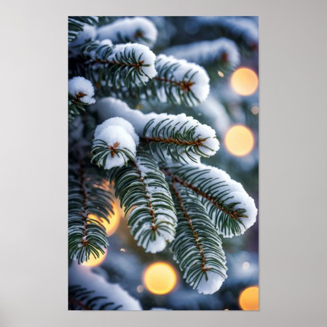 Affiche Fête de Noël Arbre Festif Saison de Neige Bougies (Devant)