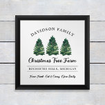 Affiche Fête de Noël de famille personnalisée<br><div class="desc">Image personnalisée de l'affiche de l'Arbre de Noël en vert, gris charbon de bois et blanc. Doté d'un design typographique rustique moderne avec 3 aquarelles vertes fraîches. Personnalisez avec votre nom de famille, votre emplacement et tout autre texte personnalisé. Cadre et présentation dans votre maison comme un accent personnalisé unique...</div>