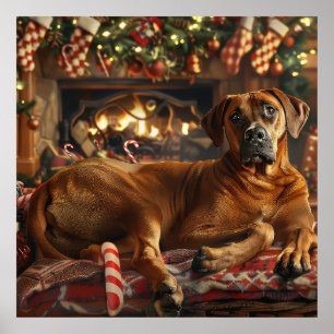 Affiche Fête de Noël du chien de Rhodesian Ridgeback