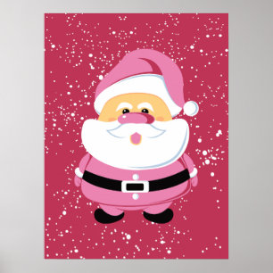 Affiche Fête de Noël du Père Noël rose doux