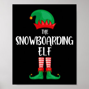 Affiche Fête de Noël Elf Snowboard Famille G