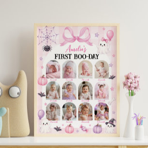 Affiche Fête de premier Boo-Day d'Halloween rose Photo Jal
