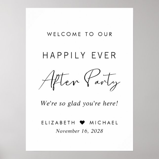 Affiche Fête de réception de mariage Bienvenue à notre vie (Devant)