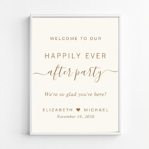 Affiche Fête de réception de mariage Bienvenue à notre vie
