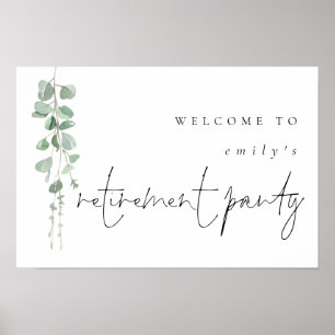 Affiche Fête de retraite de bienvenue au nom d'eucalyptus 