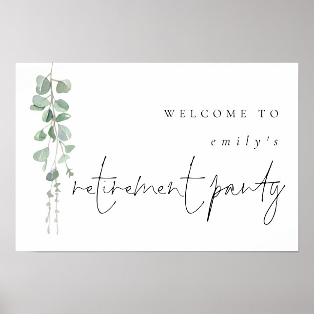 Affiche Fête de retraite de bienvenue au nom d'eucalyptus  (Devant)
