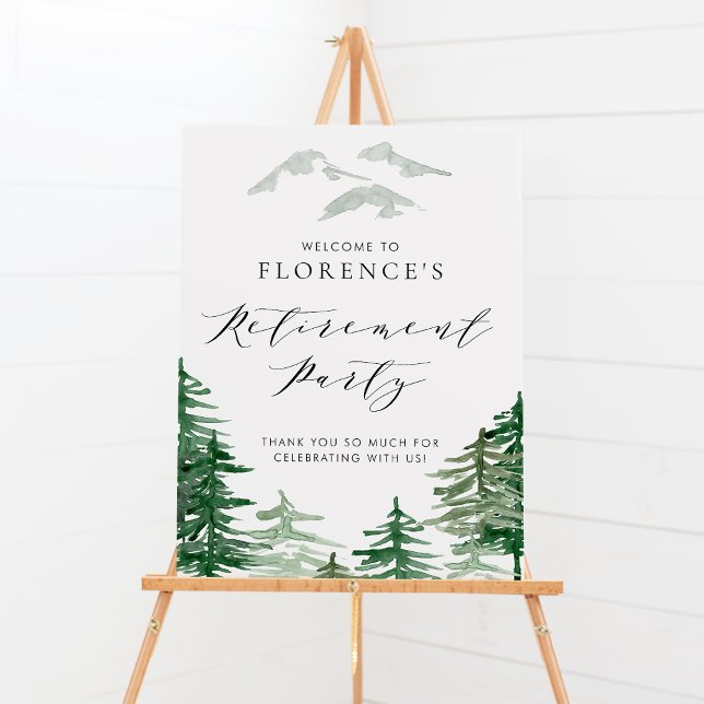 Affiche Fête de retraite forêt aquarelle (Créateur téléchargé)
