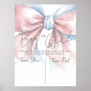 Affiche Fête de révélation du sexe du bébé avec un nœud ro
