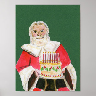 Affiche Fête de Santa sur fond vert