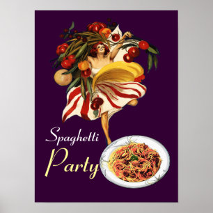 AFFICHE FÊTE DE SPAGHETTIS DANSE, CUISINE ITALIENNE ET TOM