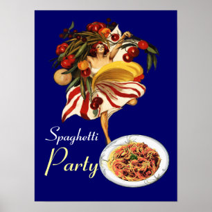 AFFICHE FÊTE DE SPAGHETTIS DANSE,CUISINE ITALIENNE ET TOMA