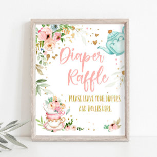 Affiche Fête de thé à la tirelire de couche Bébé en prépar