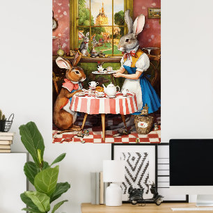 Affiche Fête de thé à l'Imaginaire lapin Animal