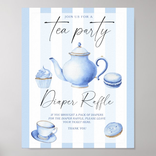 Affiche Fête de thé bébé douche tirage au sort des couches (Devant)