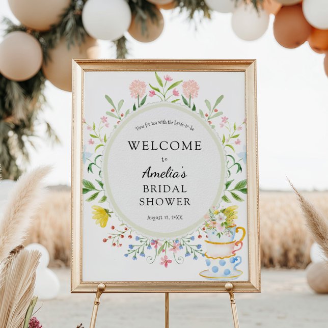 Affiche Fête de Thé : Bienvenue au Shower de Mariée Fleur  (Créateur téléchargé)
