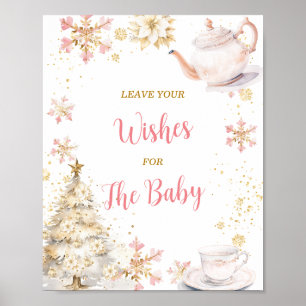 Affiche Fête de thé d'hiver rose bébé douche Leave Your Wi