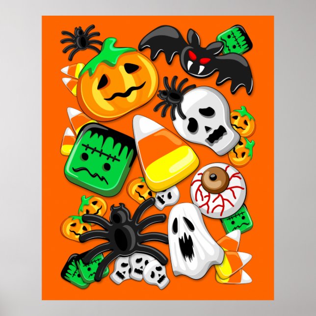 Affiche Fête des Candies Éffrayantes d'Halloween (Devant)
