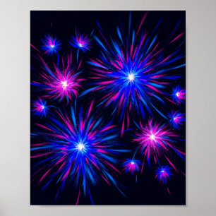 Affiche Fête des feux d'artifice Neon - Art Abstrait mural