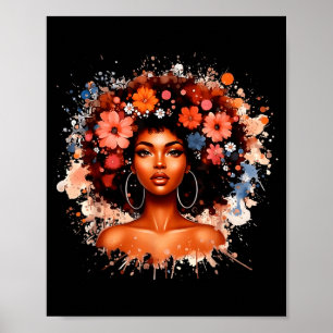 Affiche Fête des fleurs de fille aux cheveux afro Histoire