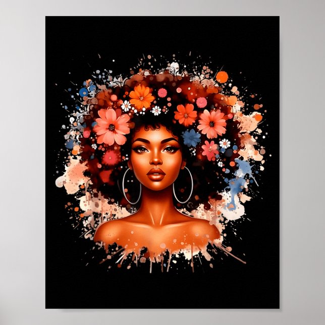 Affiche Fête des fleurs de fille aux cheveux afro Histoire (Devant)