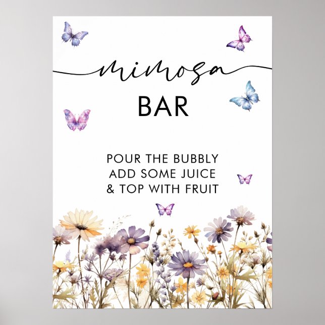 Affiche Fête des mariées à papillons modernes Mimosa Panne (Devant)