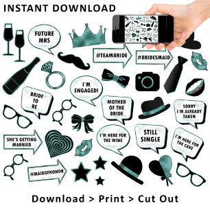 Affiche Fête des mariées amusante Booth Photo Booth Turquo