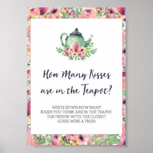 Affiche Fête des mariées Baisers dans le jeu de théière