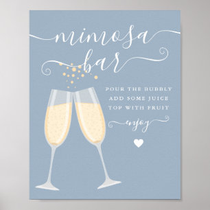Affiche Fête des mariées bar Mimosa Mariage Dusty Blue Sig