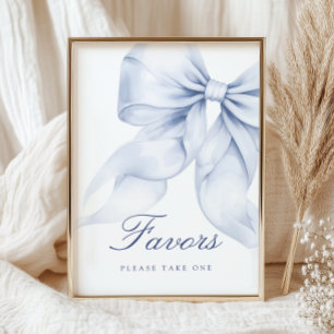 Affiche Fête des mariées Bleu Bow Faveurs panneau de table