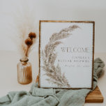 Affiche Fête des mariées Boho Pampas Grass Bienvenue<br><div class="desc">Célébrez la future mariée avec ce panneau de bienvenue minimaliste moderne pampas herbe douche nuptiale.</div>