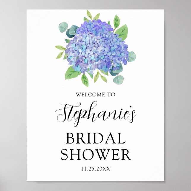 Affiche Fête des mariées botanique Purple Hydrangea Bienve (Devant)