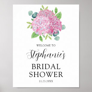 Affiche Fête des mariées Botanique Rose Hydrangea Bienvenu
