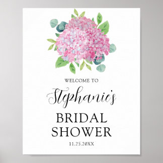 Affiche Fête des mariées Botanique Rose Hydrangea Bienvenu