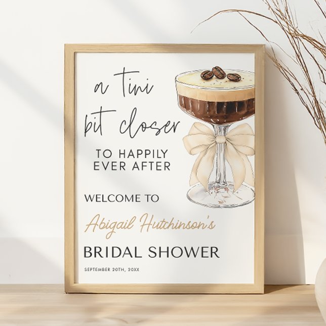 Affiche Fête des mariées Bow Espresso Martini - 16x20 (Bow Espresso Martini Bridal Shower - 16x20 Poster)