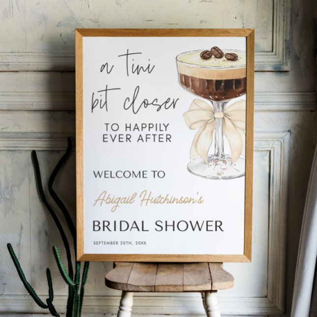 Affiche Fête des mariées Bow Espresso Martini - 18x24 (Bow Espresso Martini Bridal Shower - 18x24 Poster)