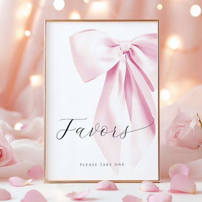 Affiche Fête des mariées Bow rose Faveurs Panneau de table (Créateur téléchargé)