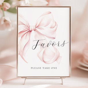 Affiche Fête des mariées Bow rose Faveurs Panneau de table